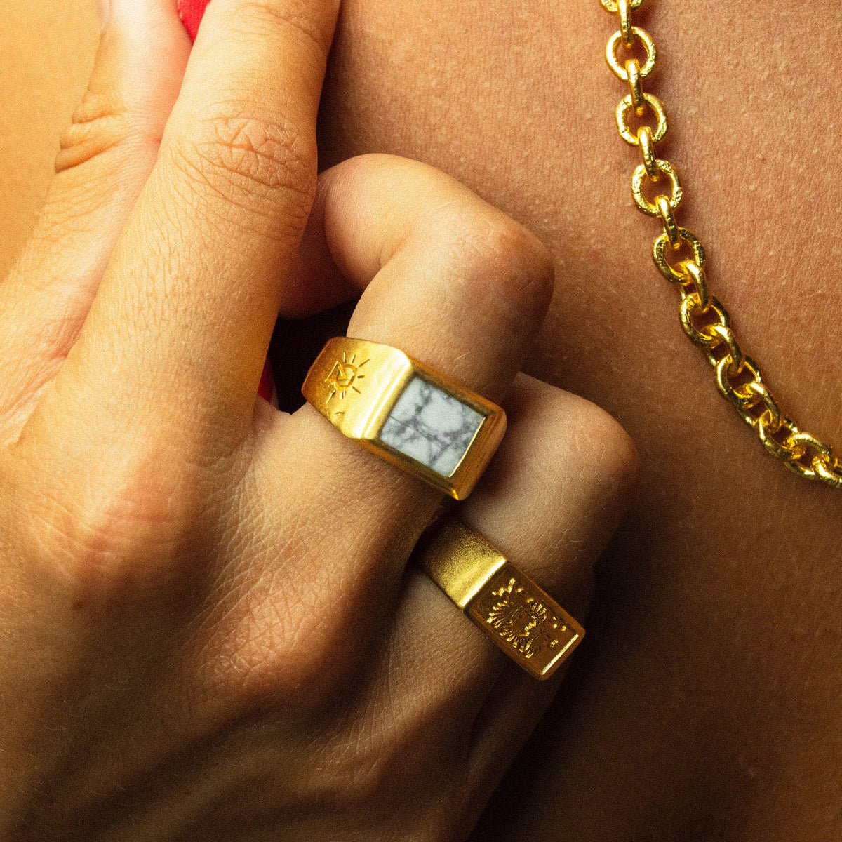 products:howlite-seeker-ring-g,gift-of-gods-gold,junto-e-mistruado-bracelet-gold